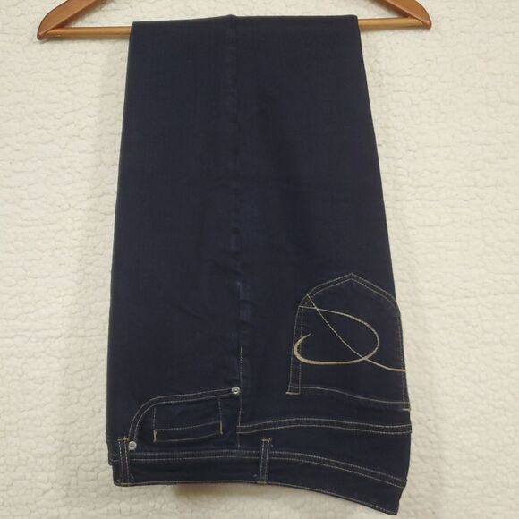 Chico's Platinum Trouser Women Sz 2 (US 12) Wide Leg Indigo Blue Denim Jeans - Picture 2 of 16